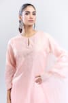 Buy_Devnaagri_Pink Embroidered Floral Round Keyhole Tonal Yoke Kurta Set 