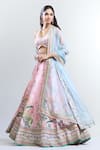 Shop_Kalista_Pink Silk, Chiffon Embroidery V-neck Azalea Botanic Pattern Lehenga Set _Online_at_Aza_Fashions