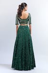 Shop_Nakul Sen_Emerald Green Embellished Sequins Broad Scoop Neck Lehenga Set _at_Aza_Fashions