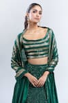 Buy_Nakul Sen_Emerald Green Embellished Sequins Broad Scoop Neck Lehenga Set _Online_at_Aza_Fashions