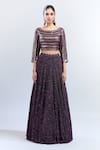 Buy_Nakul Sen_Purple Embellished Sequins Boat Lehenga Set 