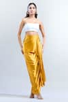 Buy_Shweta Kapoor_Yellow Solid Satin Draped Skirt _at_Aza_Fashions