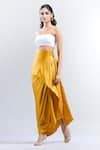 Shweta Kapoor_Yellow Solid Satin Draped Skirt _Online_at_Aza_Fashions