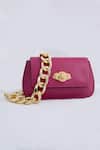 Buy_SAURAV GHOSH_Pink Metal Embellishment Elite Structured Pattern Clutch _at_Aza_Fashions