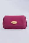 SAURAV GHOSH_Pink Metal Embellishment Elite Structured Pattern Clutch _Online_at_Aza_Fashions