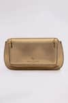 Shop_SAURAV GHOSH_Gold Elite Animal Carved Rectangle Shaped Clutch _at_Aza_Fashions