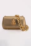 Buy_SAURAV GHOSH_Gold Haridra Ganpati Carved Clutch _at_Aza_Fashions