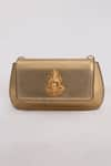 Shop_SAURAV GHOSH_Gold Haridra Ganpati Carved Clutch _at_Aza_Fashions