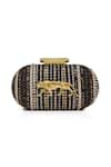 Buy_Sabyasachi_Bengal Black Embellished Tiger Minaudiere Clutch _at_Aza_Fashions