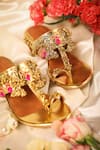 5Elements_Gold Gota Atalanta Bird Motif Ghungroo Kolhapuri Sandals _Online_at_Aza_Fashions