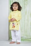 Buy_Vivedkids_Yellow Cotton Embroidered Thread Ganesha Kurta _at_Aza_Fashions