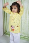 Buy_Vivedkids_Yellow Cotton Embroidered Thread Ganesha Kurta _Online_at_Aza_Fashions