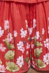 Vivedkids_Red Cotton Linen Printed Pichwai Lotus Kurta With Sharara _at_Aza_Fashions