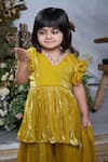 Buy_Vivedkids_Yellow Crepe Tissue Embellished Pearl Sequin Peplum Kurta Sharara Set _Online_at_Aza_Fashions