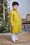 Buy_Vivedkids_Yellow Cotton Embellished Pearl Sequin Kurta With Pant _Online_at_Aza_Fashions