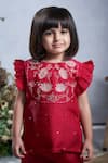 Buy_Vivedkids_Pink Crush Tissue Embellished Lotus Embroidered Kurta Sharara Set 