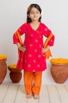 Buy_Mr Brat_Pink Angarkha And Dupatta Muslin Print Moon & Pant Set _at_Aza_Fashions