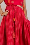 Mr Brat_Pink Muslin Print Moon And Dot Blouse & Lehenga Set _at_Aza_Fashions