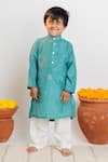 Buy_Mr Brat_Blue Kurta Muslin Print Moon Straight With Pant _at_Aza_Fashions