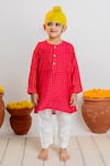 Buy_Mr Brat_Pink Kurta Muslin Print Star Dot With Pant 