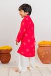 Shop_Mr Brat_Pink Kurta Muslin Print Moon And Dot With Pant _at_Aza_Fashions