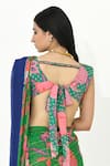 Shop_Rishi and Vibhuti_Green Crepe And Georgette Print Floral Sweetheart Haseena Saree With Blouse _at_Aza_Fashions