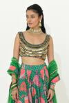 Rishi and Vibhuti Green Crepe, Net Mirrors, Tassels Scoop Neck Jade Floral Print Lehenga Set Online at Aza Fashions Rishi and Vibhuti_Green Crepe, Net Mirrors, Tassels Scoop Neck Jade Floral Print Lehenga Set _Online_at_Aza_Fashions