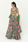 Buy Rishi and Vibhuti Green Crepe, Net Mirrors, Tassels Scoop Neck Jade Floral Print Lehenga Set Online at Aza Fashions Buy_Rishi and Vibhuti_Green Crepe, Net Mirrors, Tassels Scoop Neck Jade Floral Print Lehenga Set _Online_at_Aza_Fashions