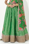 Rishi And Vibhuti_Green Chanderi, Georgette Embroidery, Lace, Floral Butti Pattern Lehenga Set _Online_at_Aza_Fashions