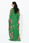 Shop_Rishi and Vibhuti_Green Crepe, Organza Kaira Applique Cape And Floral Print Flared Pant Set _at_Aza_Fashions