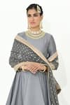 Buy_Rishi and Vibhuti_Grey Chanderi, Georgette Lace, Tassels Ghazal Mandala Border Anarkali Pant Set _Online_at_Aza_Fashions