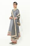 Shop_Rishi and Vibhuti_Grey Chanderi, Georgette Lace, Tassels Ghazal Mandala Border Anarkali Pant Set _Online_at_Aza_Fashions