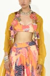 Shop_Rishi and Vibhuti_Multi Color Crepe Printed Botanical Sweetheart Neck Iris Ishq Lehenga Set _Online_at_Aza_Fashions