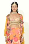 Buy_Rishi and Vibhuti_Multi Color Crepe Printed Floral Cape Dilruba Cutwork Embellished Skirt Set _Online_at_Aza_Fashions