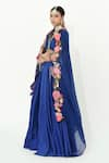 Buy_Rishi and Vibhuti_Blue Raw Silk Embroidery Mirror Plunge V Neck Starstruck Shine Lehenga Set _Online_at_Aza_Fashions