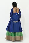 Shop_Rishi and Vibhuti_Blue Chanderi Embroidery Mirror Halter Neck Indie Anarkali Skirt Set _at_Aza_Fashions