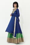 Buy_Rishi and Vibhuti_Blue Chanderi Embroidery Mirror Halter Neck Indie Anarkali Skirt Set _Online_at_Aza_Fashions