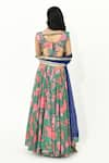 Shop_Rishi and Vibhuti_Green Crepe Printed Florette Sweetheart Neck Boho Lehenga Set _at_Aza_Fashions