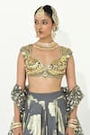 Buy_Rishi and Vibhuti_Grey Raw Silk Embroidery Palm Motifs Sweetheart Neck Jalsa Blouse _Online_at_Aza_Fashions