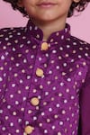 Shop_Little Bansi_Purple Bundi Mulberry Silk Embroidered Floral Kurta Set With _Online_at_Aza_Fashions