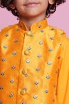 Buy_Little Bansi_Yellow Bundi Mulberry Silk Embroidered Floral Kurta Set With 