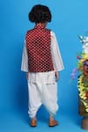 Shop_Little Bansi_Cream Bundi Mulberry Silk Embroidered Floral Stripe Kurta Set With _at_Aza_Fashions