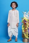 Buy_Little Bansi_Cream Bundi Mulberry Silk Embroidered Floral Stripe Kurta Set With 