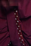 Little Bansi_Maroon Sherwani Mulberry Silk Embroidered Flower With Dhoti Pant _at_Aza_Fashions