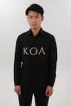 House of KOA_Black Crepe Embroidered Logo Shirt _Online_at_Aza_Fashions