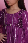 Buy_Little Bansi_Purple Kurta And Sharara Cotton Lurex Embroidered Abstract Ghungroo Set 