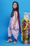 Buy_Little Bansi_Purple Kurta Chanderi Silk Embroidered Floral Salwar Set _Online_at_Aza_Fashions