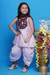 Shop_Little Bansi_Purple Kurta Chanderi Silk Embroidered Floral Salwar Set _Online_at_Aza_Fashions