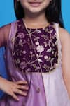 Buy_Little Bansi_Purple Kurta Chanderi Silk Embroidered Floral Salwar Set 