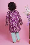 Shop_Little Bansi_Purple Sherwani Mulberry Silk Embroidered Floral With Pyjama _at_Aza_Fashions